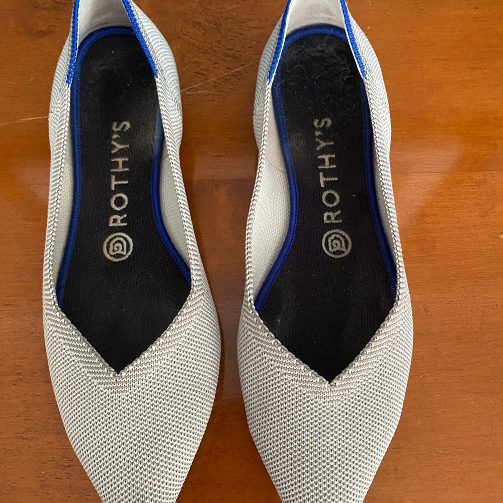 Rothy's Women's Cream and Blue Flats